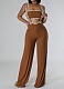 Threaded Sexy Chest Wrap Vest Fashionable Suspenders Wide Leg Pants Two Piece Set