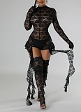 New Lace Jacquard Ruffled Jumpsuit With Leg Covers