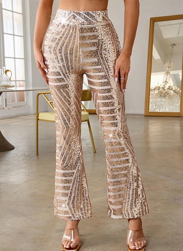 Sexy High Waist Sequined Flared Casual Pants Wholesale