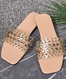 Summer New Style Women's Shoes Rivet Decoration Flat Slippers Wholesale