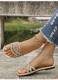 Summer New Solid Color Lightweight Rhinestone Decorated Ladies Large Size Sandals