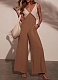 Women's Colorblock Suspender Bust Backless Fashion Casual Wide Leg Long Jumpsuit