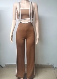Threaded Sexy Chest Wrap Vest Fashionable Suspenders Wide Leg Pants Two Piece Set