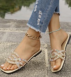 Summer New Solid Color Lightweight Rhinestone Decorated Ladies Large Size Sandals