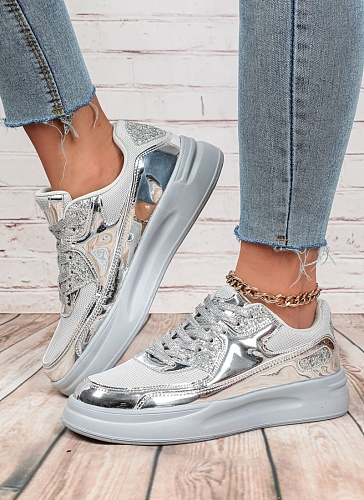 Shiny Mesh Casual Sports Shoes Thick Sole Heightening Outdoor Trendy Shoes Couple Style Trendy Shoes