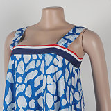 Sexy Suspender Print Dress With Large Hem and Multiple Colors