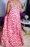 Sexy Suspender Print Dress With Large Hem and Multiple Colors