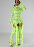 New Lace Jacquard Ruffled Jumpsuit With Leg Covers