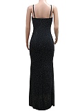 Black Sexy Sling Perm Diamond Mesh Yarn Hip Dress Wholesale