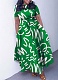 New Fashion Temperament Lace-up Printed Short Sleeve Large Swing Dress