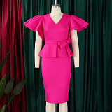 Fashionable and Elegant Ruffled Hip-hugging Dress
