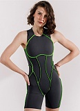 Fashion Sleeveless Design Contrast Color Line Tight Jumpsuit
