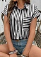 Summer Fashion Holiday Striped Print Short-Sleeved Shirt For Women