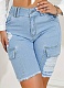 Casual Pocket Ripped Raw Edge Slim Fit Denim Shorts