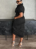 Casual Multi-Pocket Workwear Drawstring Pocket Dress