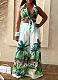 Fashion Printed Sleeveless Shirt Collar Wide Leg Pants Set