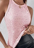 Sexy Beaded Leopard Print Midriff-baring Tank Top