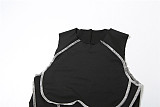 Fashion Sleeveless Design Contrast Color Line Tight Jumpsuit