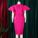 Fashionable and Elegant Ruffled Hip-hugging Dress