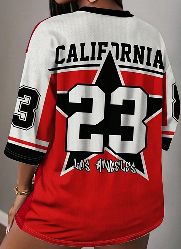 Sexy Hot Girl Personalized Print Loose Short-Sleeved Top