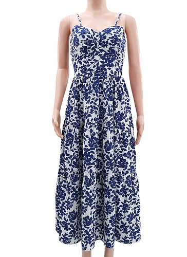 Printed Holiday Casual Suspender Dress For Women