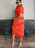 Casual Multi-Pocket Workwear Drawstring Pocket Dress
