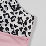 Sexy Contrast Leopard Print Sleeveless Camisole Top Hip-hugging Short Dress