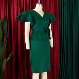Fashionable and Elegant Ruffled Hip-hugging Dress