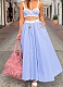 Fashion Lace Stitching Camisole High Waist Wide Swing Skirt Two Piece Set