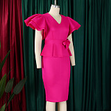 Fashionable and Elegant Ruffled Hip-hugging Dress