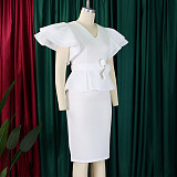 Fashionable and Elegant Ruffled Hip-hugging Dress