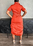 Casual Multi-Pocket Workwear Drawstring Pocket Dress