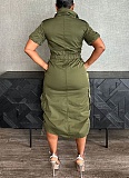 Casual Multi-Pocket Workwear Drawstring Pocket Dress