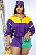 Purple Contrast Stitching Pearl Edge Shorts Sports Casual Two-Piece Suit