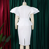 Fashionable and Elegant Ruffled Hip-hugging Dress