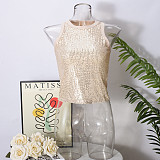 Sexy Beaded Leopard Print Midriff-baring Tank Top