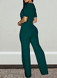 Fashion Women'S Big Button Short Sleeve Jumpsuit Wholesale