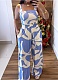 Women'S Casual Printed Suspender Top Elastic Waist Pants Two-Piece Set Wholesale