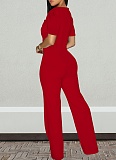Fashion Women'S Big Button Short Sleeve Jumpsuit Wholesale