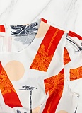 Women's Printed Pleated Short Sleeve Slim Dress Wholesale