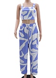 Women'S Casual Printed Suspender Top Elastic Waist Pants Two-Piece Set Wholesale