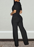 Fashion Women'S Big Button Short Sleeve Jumpsuit Wholesale
