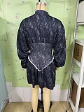 Women Long Sleeve Low-cut A-line Short Dresses YSY-8892