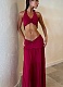Sexy Hollow Pleated Halter Neck Top Fashionable Temperament Skirt Suit