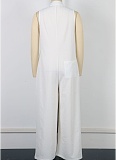 Casual Loose Sleeveless Single Breasted Fashion Workwear Jumpsuit Wholesale
