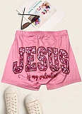 Pink Letter Printed Stretch Yoga Pants Wholesale