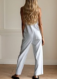 Casual Loose Sleeveless Single Breasted Fashion Workwear Jumpsuit Wholesale