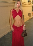 Sexy Hollow Pleated Halter Neck Top Fashionable Temperament Skirt Suit