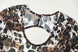 Casual Leopard Print Slim Fit Hollow Transparent U-Neck Jumpsuit