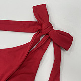 Sexy Hollow Pleated Halter Neck Top Fashionable Temperament Skirt Suit